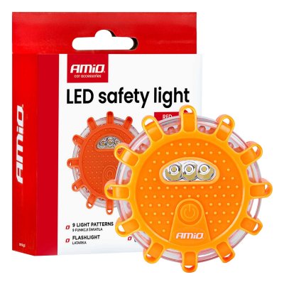 LED sikkerhedslampe 12SMD+3SMD 650mAh (BAT) rød AMIO-04673