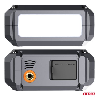 Bærbar 4i1 Starthjælp/LED/Kompressor/Powerbank 12V 7,2Ah 600A PRO AMIO-04674