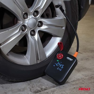 Bærbar mini 4i1 starthjælp/LED/luftkompressor/ powerbank 12V 7,2Ah 600A PRO AMIO-04675