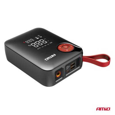 Bærbar mini 4i1 starthjælp/LED/luftkompressor/ powerbank 12V 7,2Ah 600A PRO AMIO-04675