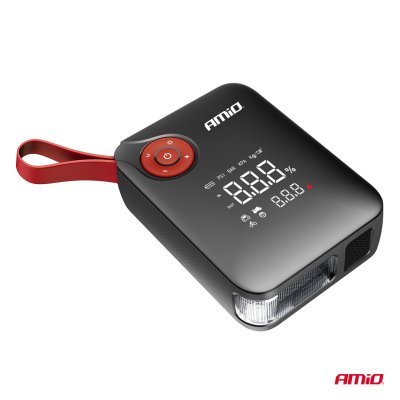 Bærbar mini 4i1 starthjælp/LED/luftkompressor/ powerbank 12V 7,2Ah 600A PRO AMIO-04675