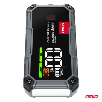 Bærbar 3i1 Starthjælp/LED/Powerbank 12V 12Ah 1000A PRO AMIO-04676