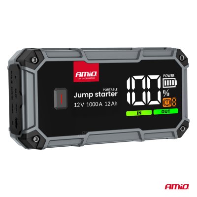 Bærbar 3i1 Starthjælp/LED/Powerbank 12V 12Ah 1000A PRO AMIO-04676