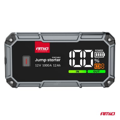 Bærbar 3i1 Starthjælp/LED/Powerbank 12V 12Ah 1000A PRO AMIO-04676