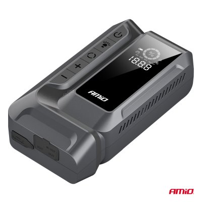 Bærbar 4i1 Start Booster/LED/Luftkompressor/Powerbank 12V 12Ah 1600A AMIO-04677