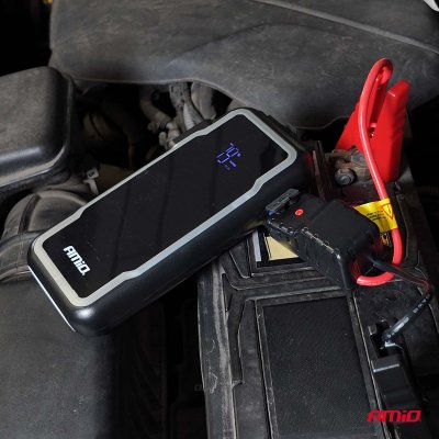 Bærbar 3i1 Starthjælp/LED/Powerbank 12V 12Ah 1600A AMIO-04678