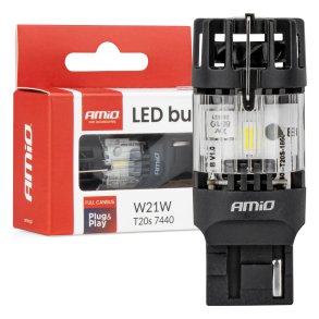 LED-pære LumiTec T20S 7440 W21W 12V FULL CANBUS hvid 1 stk AMIO-04686