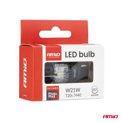 LED-pære LumiTec T20S 7440 W21W 12V FULL CANBUS hvid 1 stk AMIO-04686
