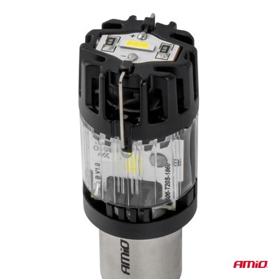 LED pære LumiTec BA15S P21W 12V FULL CANBUS hvid 1 stk AMIO-04688