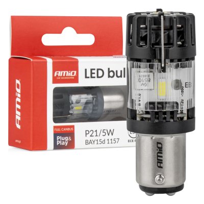 LED pære LumiTec BAY15D P21/5W 12V FULL CANBUS hvid 1 stk AMIO-04689
