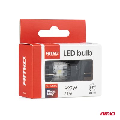LED-pære LumiTec 3156 P27W 12V FULL CANBUS hvid 1 stk AMIO-04690