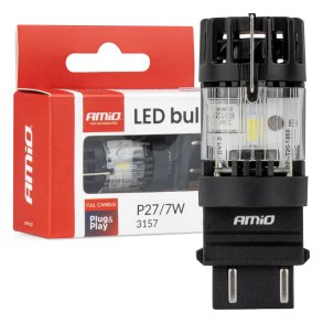 LED pære LumiTec 3157 P27/7W 12V FULL CANBUS hvid 1 stk AMIO-04691