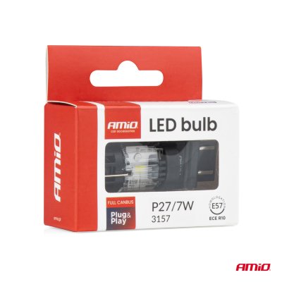 LED pære LumiTec 3157 P27/7W 12V FULL CANBUS hvid 1 stk AMIO-04691