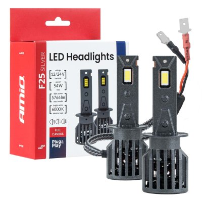 LED-forlygter Serie F25 SILVER FULL CANBUS H1 54W 12V 24V AMIO-04701