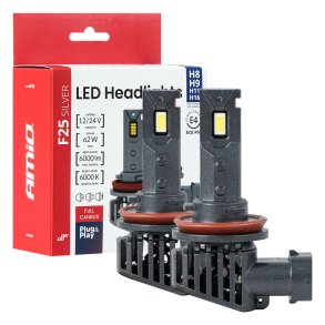 LED Forlygter Serie F25 SILVER FULL CANBUS H8/H9/H11/H16 62W 12V 24V AMIO-04705