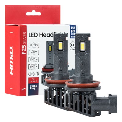 LED Forlygter Serie F25 SILVER FULL CANBUS H8/H9/H11/H16 62W 12V 24V AMIO-04705