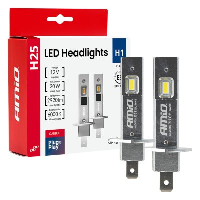 LED Forlygter Serie H25 CANBUS H1 12V 20W AMIO-04709