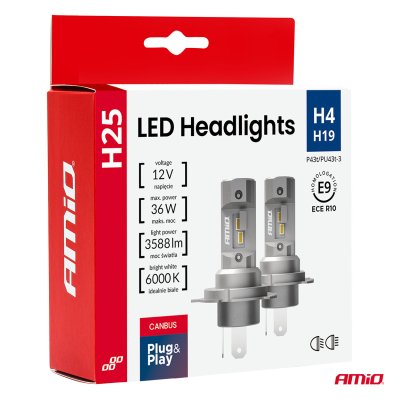 LED-forlygter Serie H25 CANBUS H4 H19 12V 36W AMIO-04711