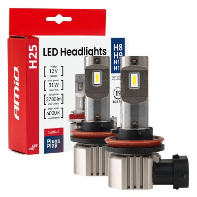 LED Forlygter Serie H25 CANBUS H8 H9 H11 H16 12V 31W AMIO-04713