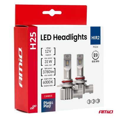 LED Hovedlygter Serie H25 CANBUS HIR2 9012 12V 31W AMIO-04716