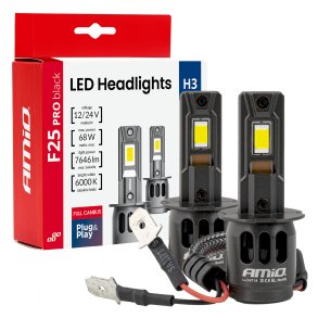 LED Hovedlygter Serie F25 PRO BLACK FULL CANBUS H3 68W 12V 24V AMIO-04718