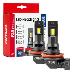 LED Hovedlygter Serie F25 PRO SORT FULL CANBUS H8 H9 H11 H16 68W 12V 24V AMIO-04721