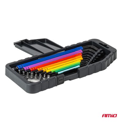 Imbus hex-nøgler med bits sæt 18 stk CRV AMIO-04787