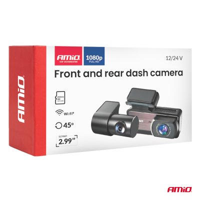 Front- og bag-overvågningskamera 1K WLAN 256 GB WIFI Full HD AMIO-04799