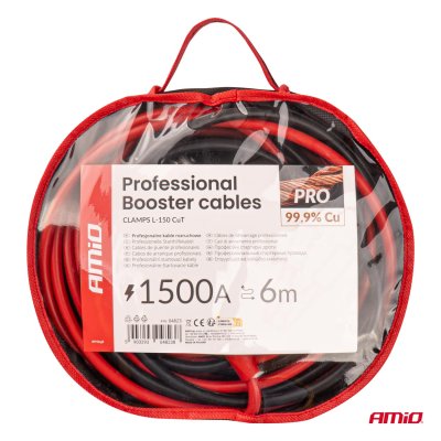 Professionelle booster kabler, 99,9% kobber, 1500A – 6 m AMIO-04823