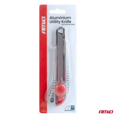 Aluminium Utility Knife med drejeknap 100x18x0,5mm AMIO-04815