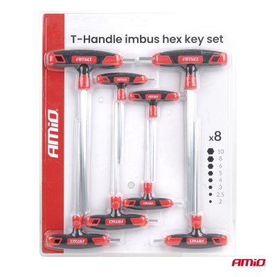 T-håndtag imbus hex nøglesæt 8 stk AMIO-04826