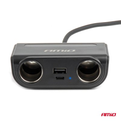 Forlængerstik med oplader USB-C USB-A QC3.0 PD3.0 120W AMIO-04837