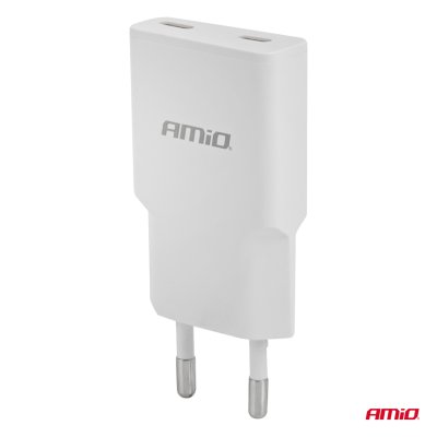 Vægoplader 230V 30W GaN 2xUSB-C AMIO-04839
