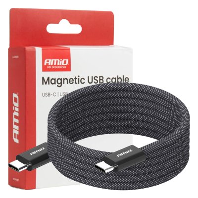Magnetisk USB-kabel USB-C til USB-C 60W 100cm AMIO-04840