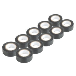 Sæt med sorte PVC-isoleringstape 10 stk 19mm x 20m x 0.13mm AMIO-04844