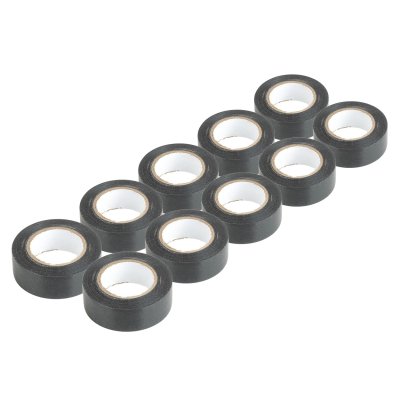 Sæt med sorte PVC-isoleringstape 10 stk 19mm x 20m x 0.13mm AMIO-04844