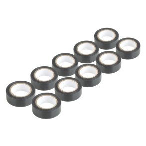 Sæt med sorte PVC elektriske bånd 10 stk 19mm x 10m x 0.13mm AMIO-04845