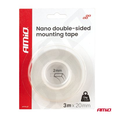 Genanvendelig Nano Dobbeltklæbende Monteringsbånd 20mm x 3m x 1mm AMIO-04847
