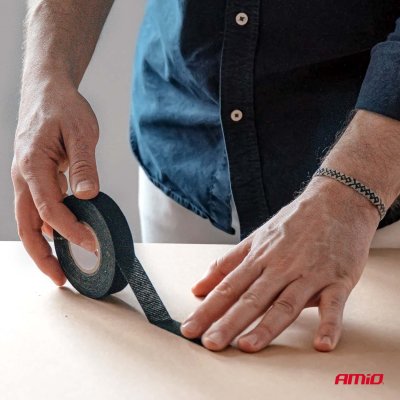 Sort lærred elektrisk tape 19mm x 15m x 0.4mm AMIO-04853
