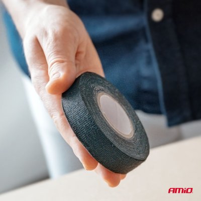 Sort lærred elektrisk tape 19mm x 15m x 0.4mm AMIO-04853
