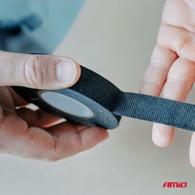 Sort lærred elektrisk tape 19mm x 15m x 0.4mm AMIO-04853