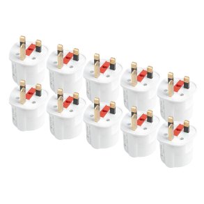 Adapter sæt fra europæisk til UK stik med sikring 10 stk 13A 250V AMIO-04858