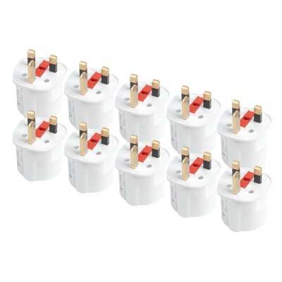 Adapter sæt fra europæisk til UK stik med sikring 10 stk 13A 250V AMIO-04858