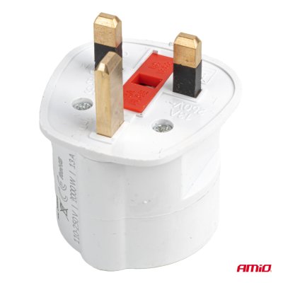 Adapter sæt fra europæisk til UK stik med sikring 10 stk 13A 250V AMIO-04858