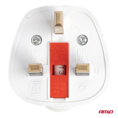Adapter sæt fra europæisk til UK stik med sikring 10 stk 13A 250V AMIO-04858