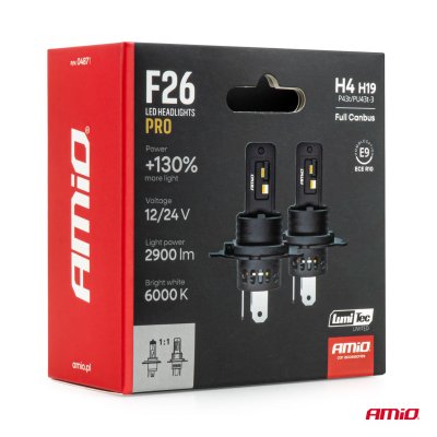 LED Forlygter Serie F26 PRO LumiTec LIMITED +130% DUO FULL CANBUS H4 H19 12V 24V AMIO-04871