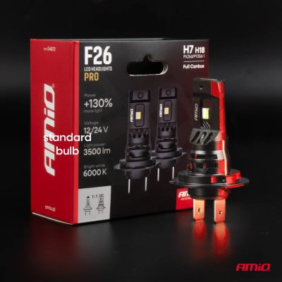 LED Hovedlys Serie F26 PRO LumiTec LIMITED +130% DUO FULL CANBUS H7 H18 12V 24V AMIO-04872
