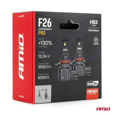 LED Hovedlygter Serie F26 PRO LumiTec LIMITED +130% DUO FULL CANBUS HB3 12V 24V AMIO-04874