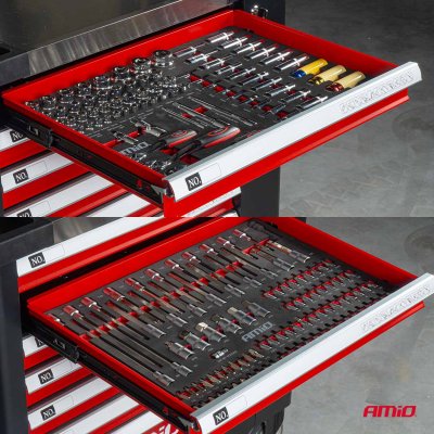 Værktøjsskabe med 258-delt værktøjsæt 840x460x870mm AMIO-04892