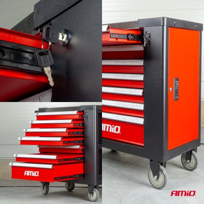 Værktøjsskabe med 258-delt værktøjsæt 840x460x870mm AMIO-04892